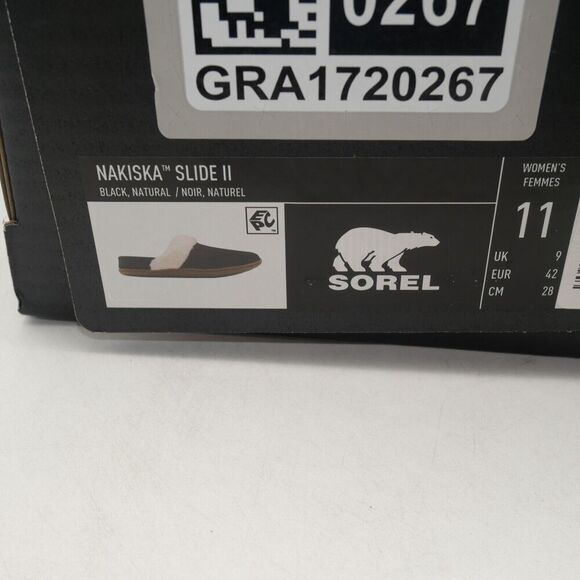 NEW SOREL Nakiska Slide II Women's 11 Suede Lined Slippers Black Indoor/Outdoor - Picture 10 of 10